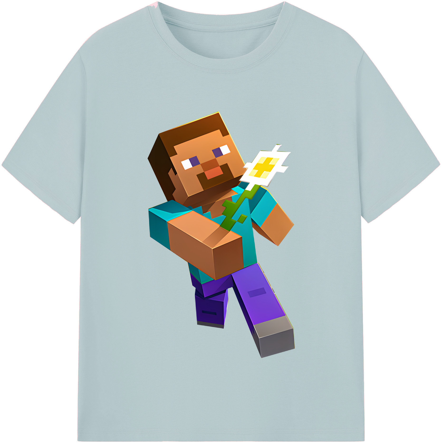 （画像用） マインクラフト ブロックの世界 Minecraft MC Block world 綿100％半袖Tシャツ（フロントプリント）